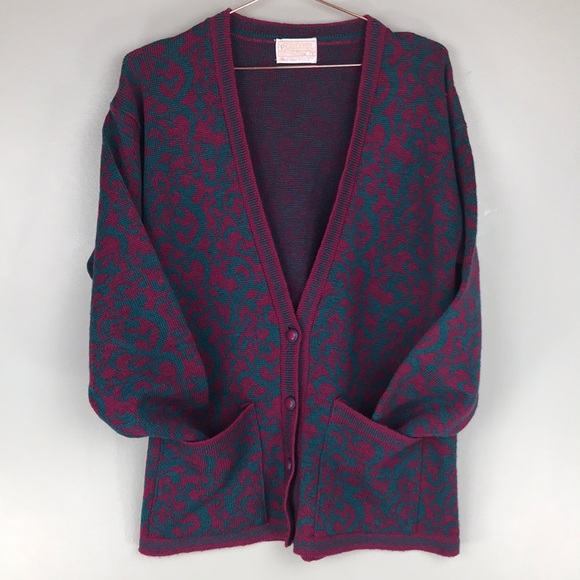 Pendleton Sweaters - Vintage Small Pendleton Pink Teal Cardigan